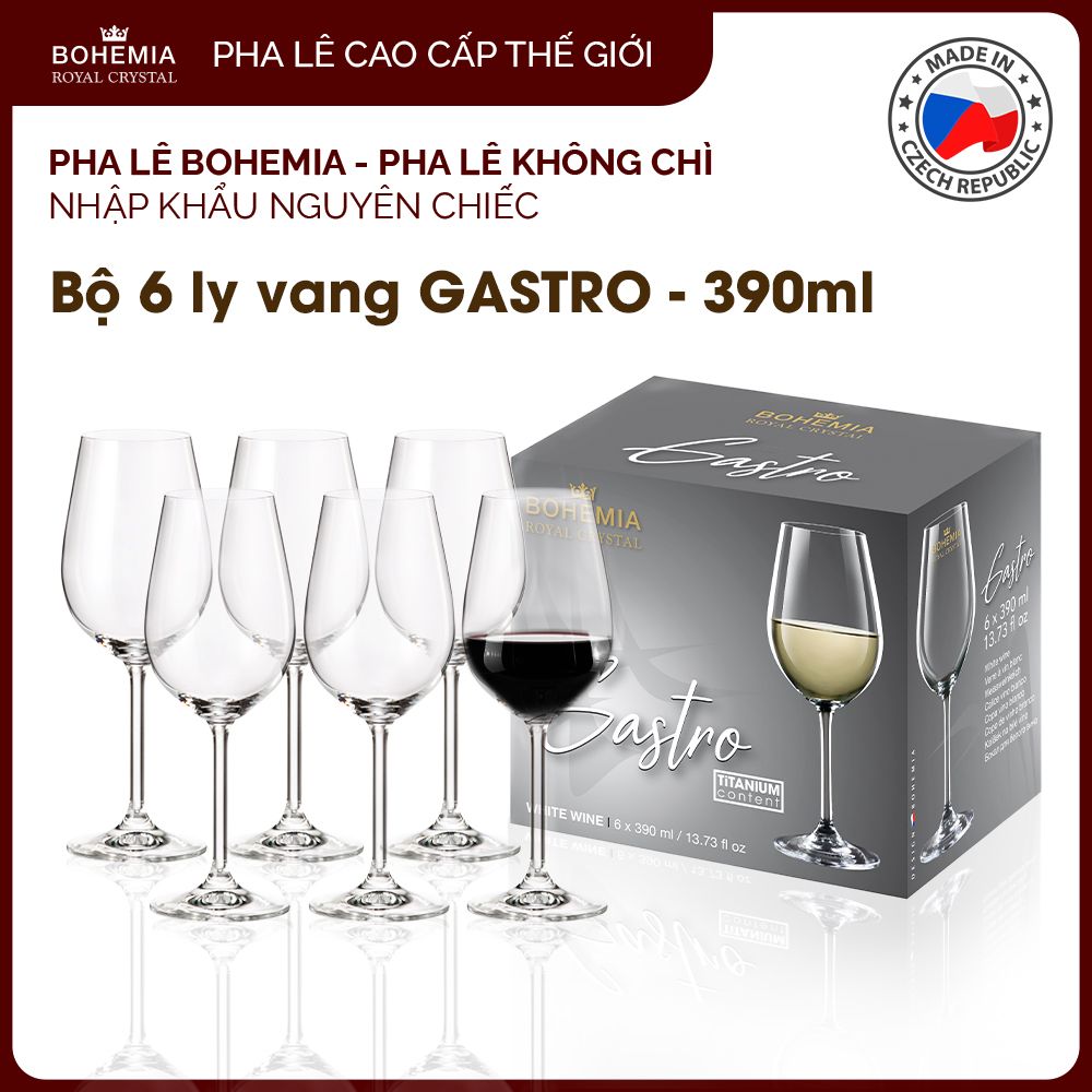 Ly Vang Đỏ Pha Lê Tiệp Không Chì Cao Cấp Bohemia GASTRO 390ml
